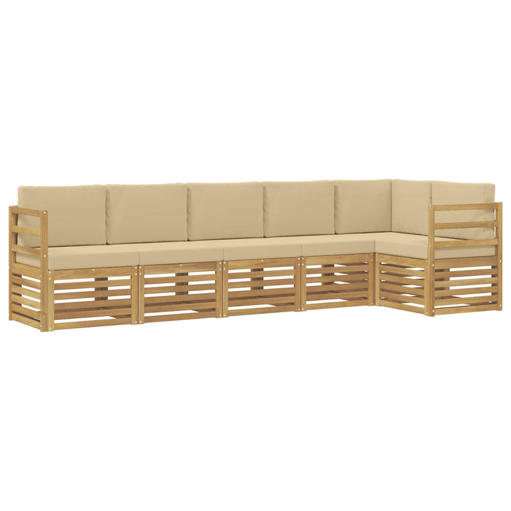 Udendørs sofagruppe 6 stk. Hvid og Beige Polyester