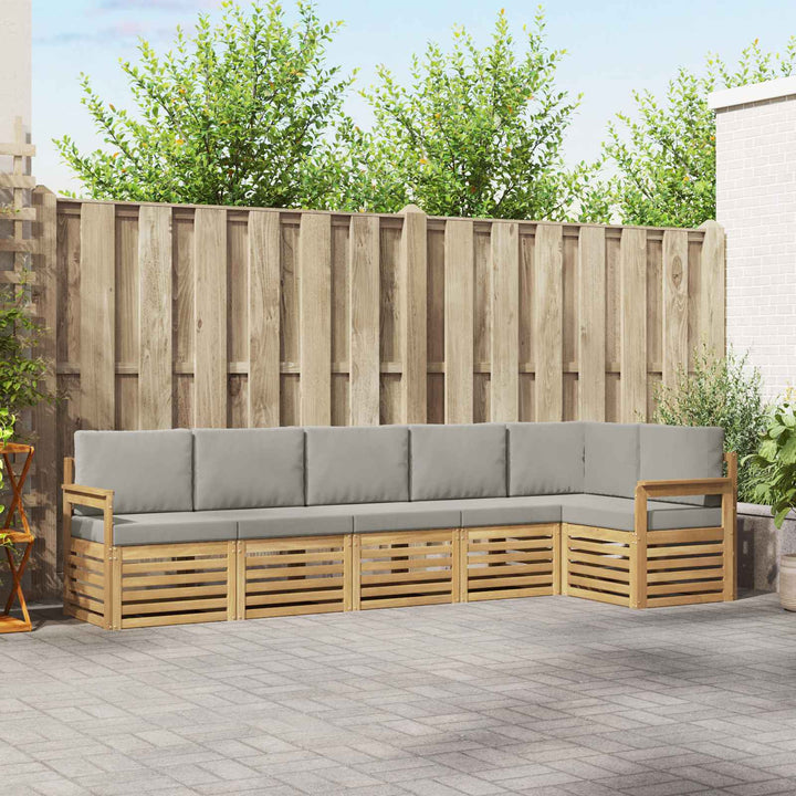 Udendørs sofagruppe 6 pcs Hvid og lysegrå 306 x 128,5 x 73 cm