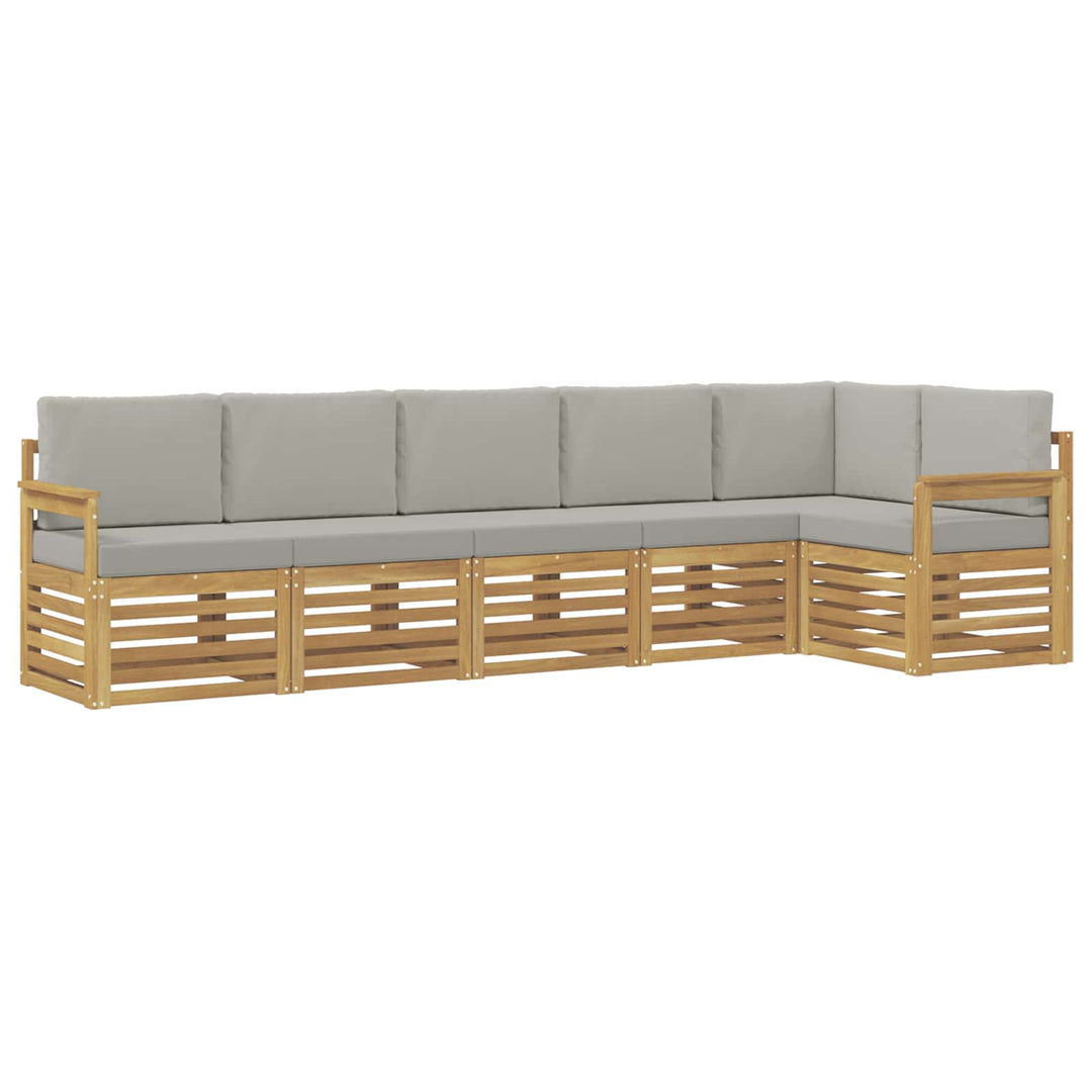 Udendørs sofagruppe 6 pcs Hvid og lysegrå 306 x 128,5 x 73 cm