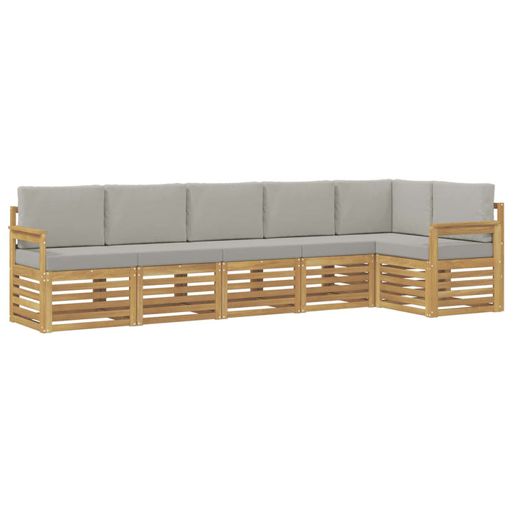 Udendørs sofagruppe 6 pcs Hvid og lysegrå 306 x 128,5 x 73 cm