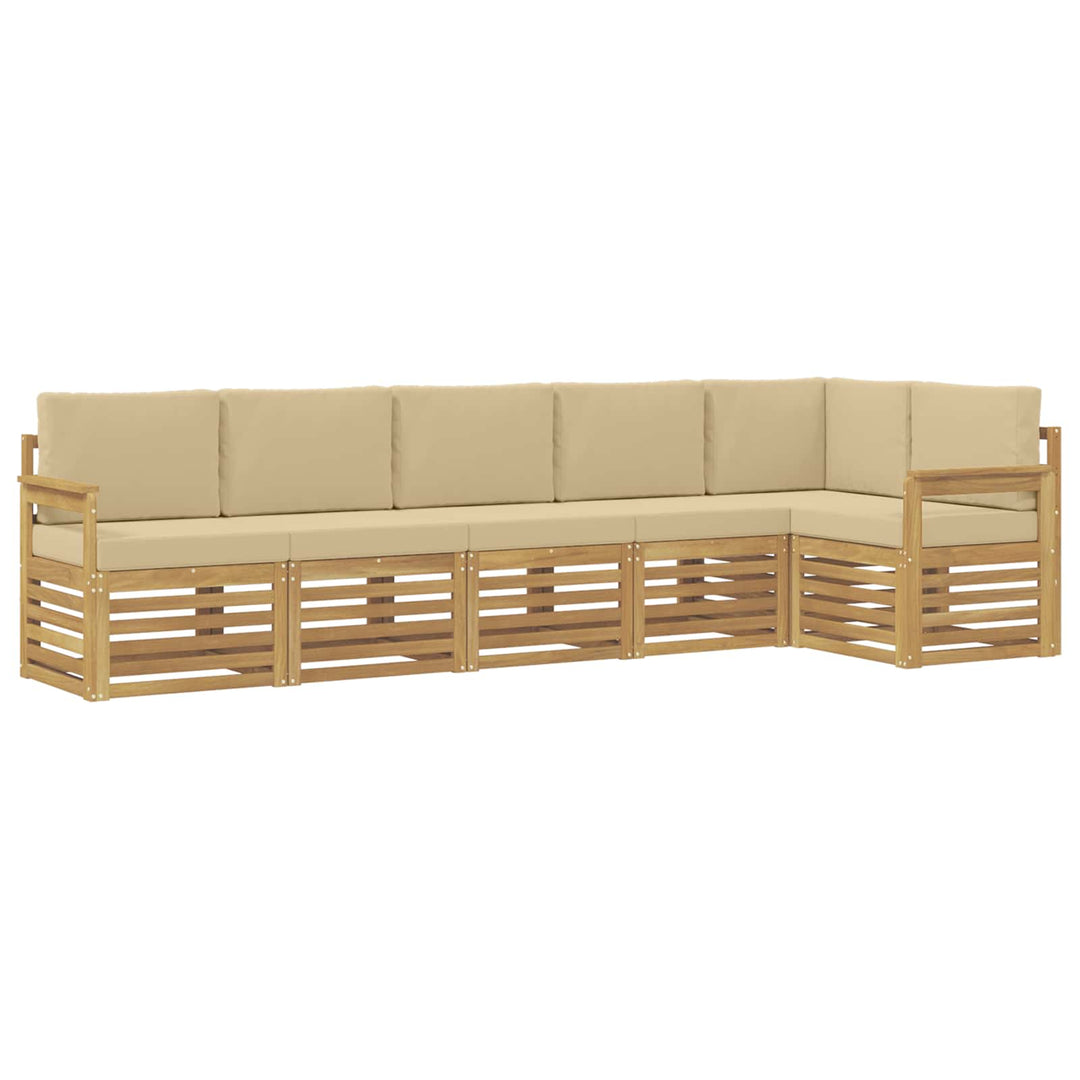 Udendørs sofagruppe 6 pcs Hvid og Beige 306 x 128,5 x 73 cm