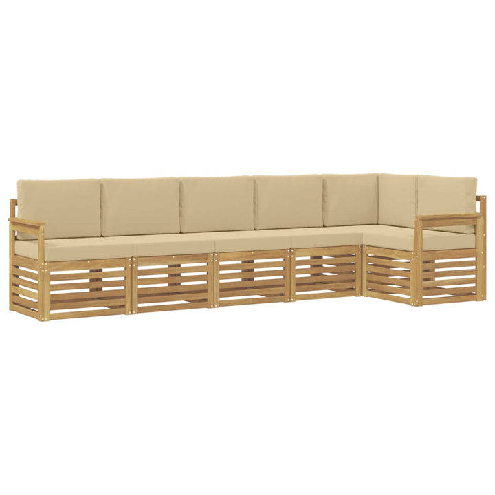 Udendørs sofagruppe 6 pcs Hvid og Beige 306 x 128,5 x 73 cm