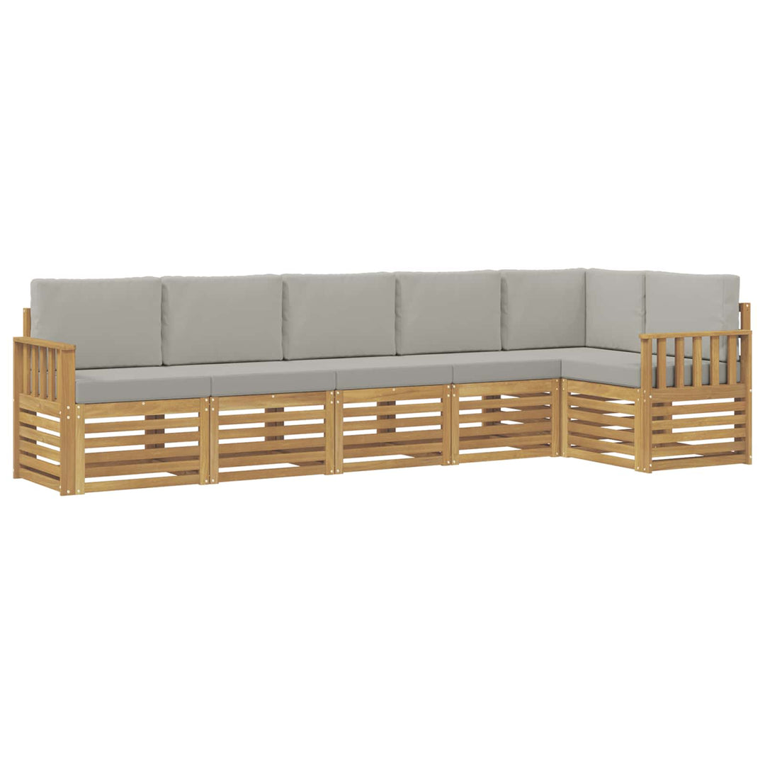 Udendørs sofagruppe 6 pcs Hvid og lysegrå 306 x 128,5 x 73 cm