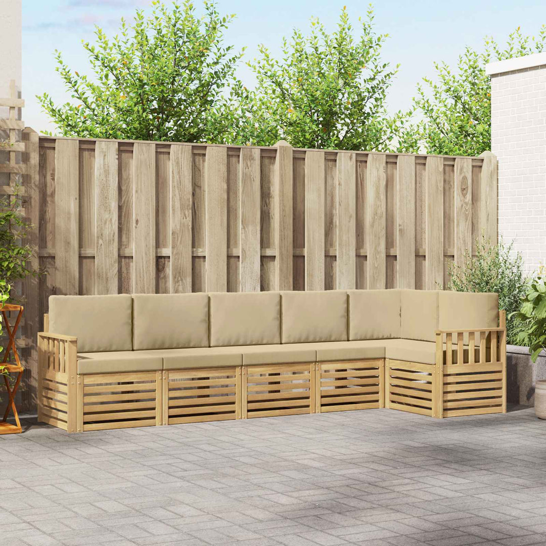 Udendørs sofagruppe 6 pcs Hvid og Beige 306 x 128,5 x 73 cm