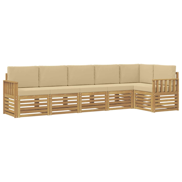 Udendørs sofagruppe 6 pcs Hvid og Beige 306 x 128,5 x 73 cm