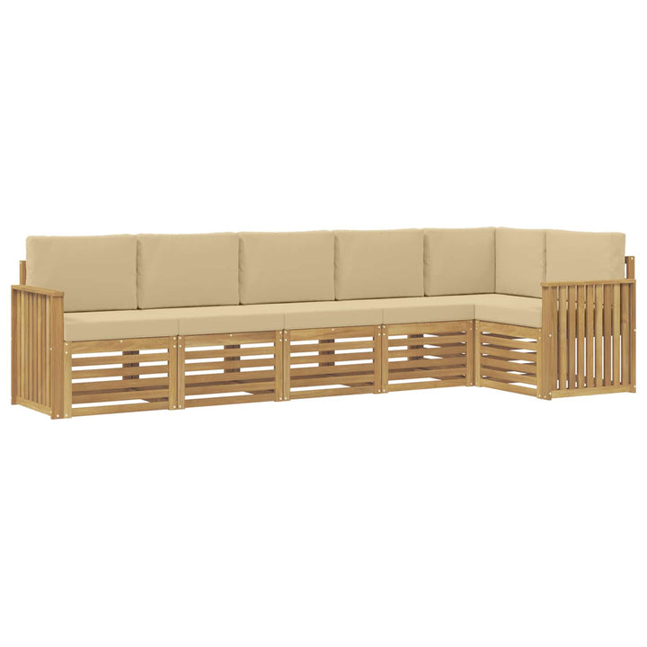 Udendørs sofagruppe 6 stk. Hvid og Beige Polyester