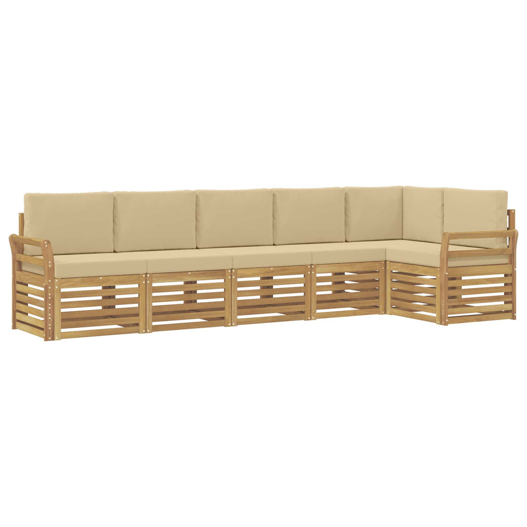 Udendørs sofagruppe 6 stk. Hvid og Beige Polyester