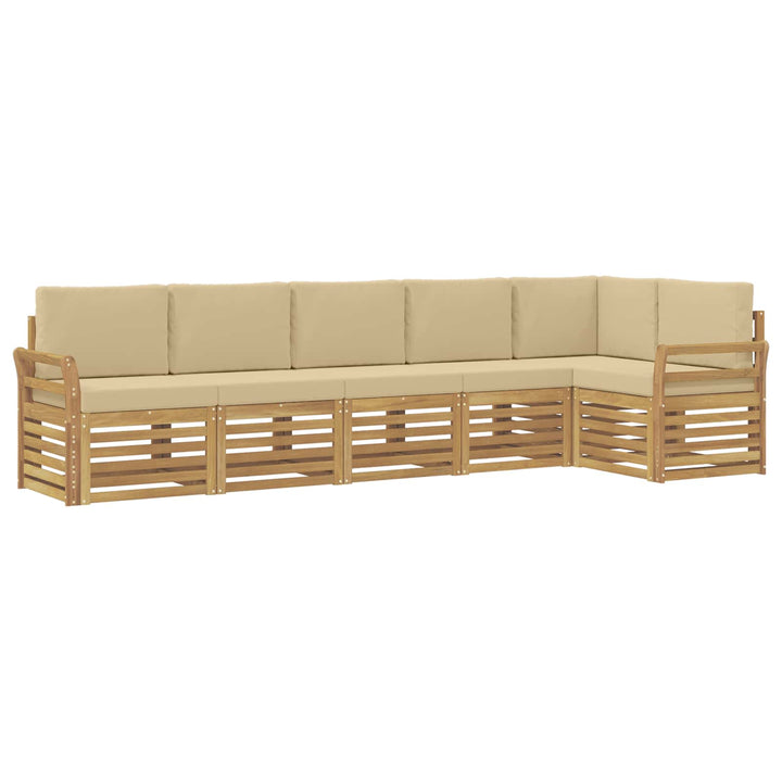 Udendørs sofagruppe 6 stk. Hvid og Beige Polyester