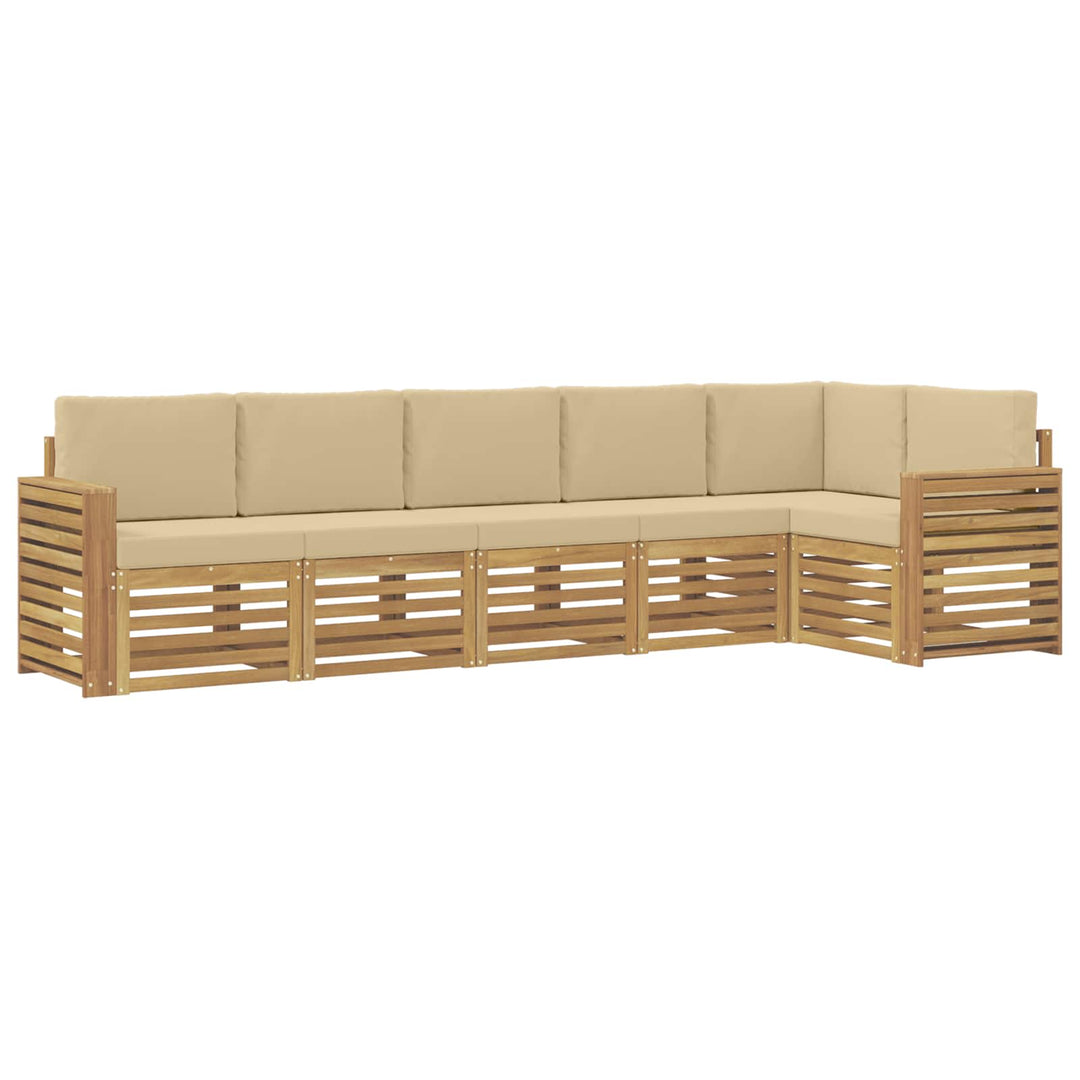 Udendørs sofagruppe 6 stk. Hvid og Beige Polyester