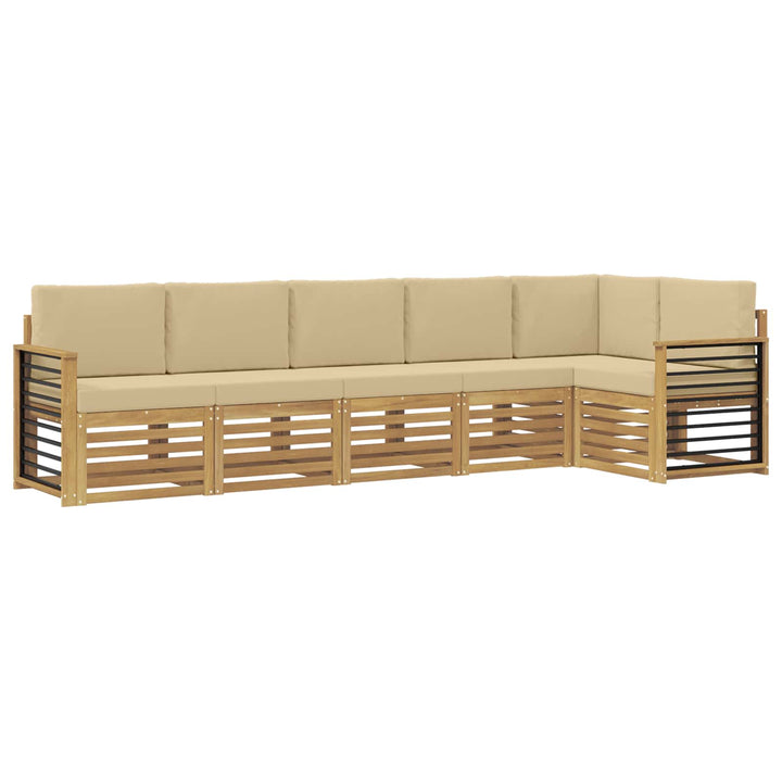 Udendørs sofagruppe 6 stk. Hvid og Beige Polyester