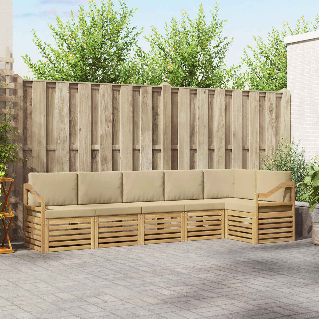 Udendørs sofagruppe 6 stk. Hvid og Beige Polyester