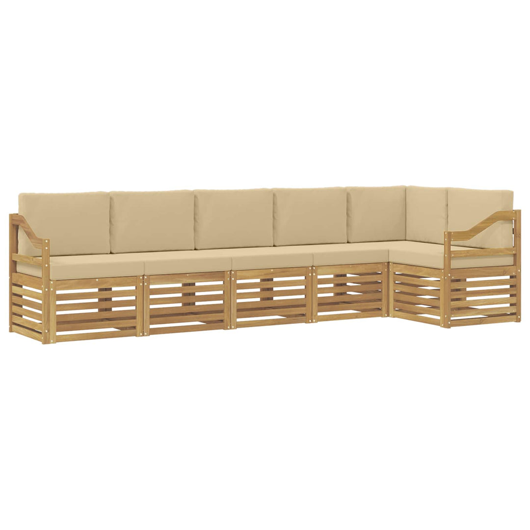 Udendørs sofagruppe 6 stk. Hvid og Beige Polyester