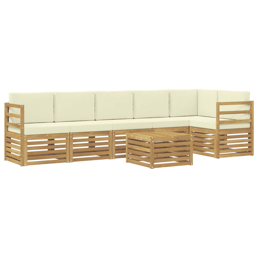 Udendørs sofagruppe 7 pcs Hvid og cremefarvet Polyester