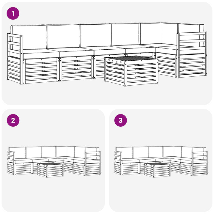 Udendørs sofagruppe 7 pcs Hvid og cremefarvet Polyester