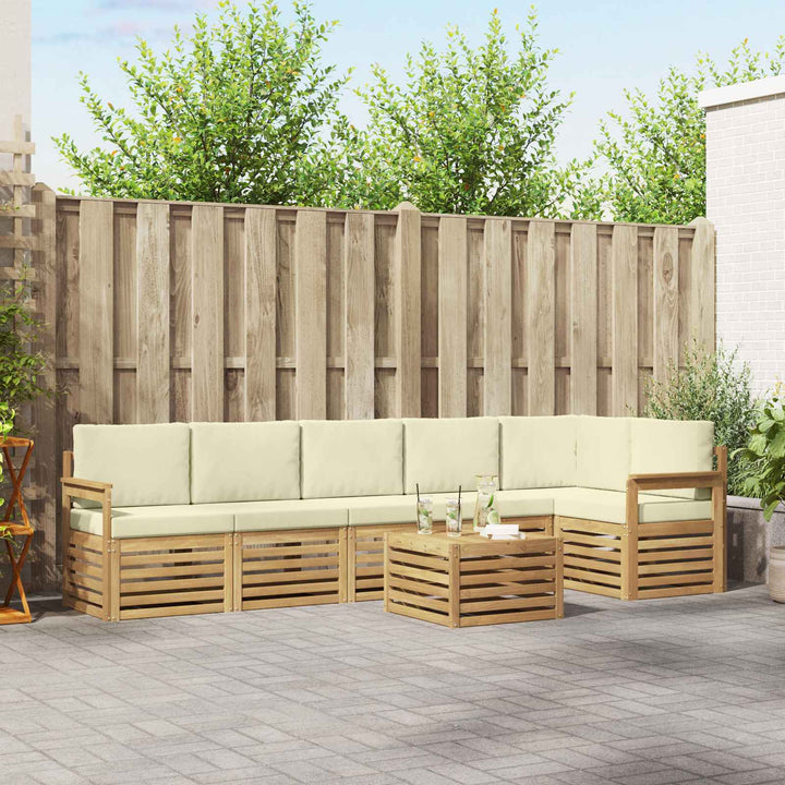 Udendørs sofagruppe 7 pcs Hvid og cremefarvet 59 x 59 x 37 cm