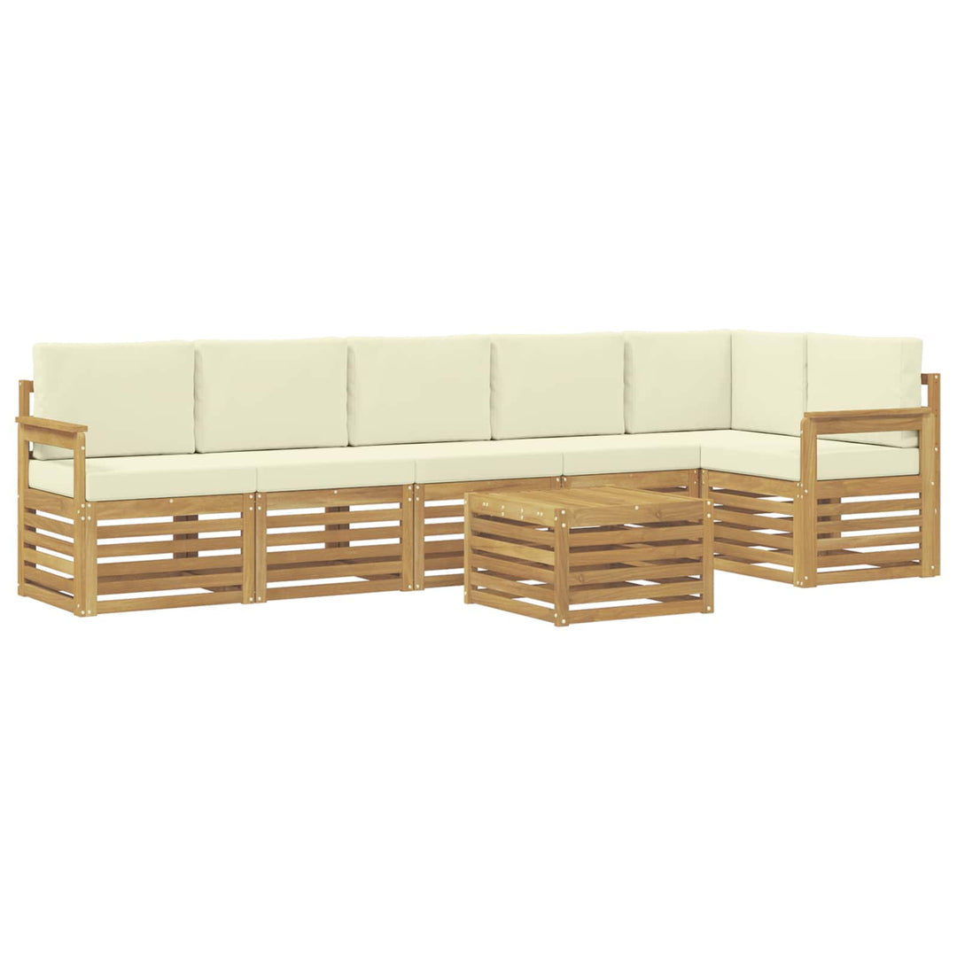 Udendørs sofagruppe 7 pcs Hvid og cremefarvet 59 x 59 x 37 cm