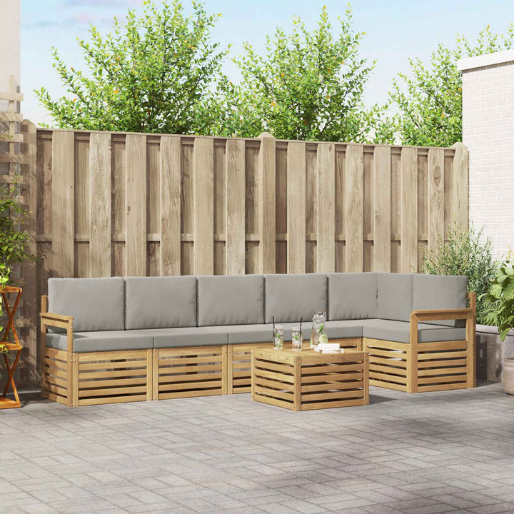 Udendørs sofagruppe 7 pcs Hvid og lysegrå 59 x 59 x 37 cm