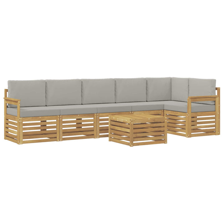 Udendørs sofagruppe 7 pcs Hvid og lysegrå 59 x 59 x 37 cm