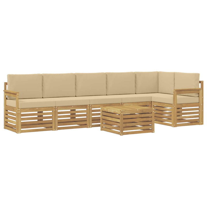 Udendørs sofagruppe 7 pcs Hvid og Beige 59 x 59 x 37 cm