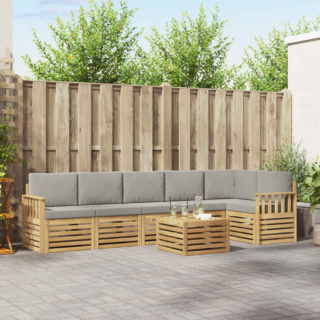 Udendørs sofagruppe 7 pcs Hvid og lysegrå 59 x 59 x 37 cm