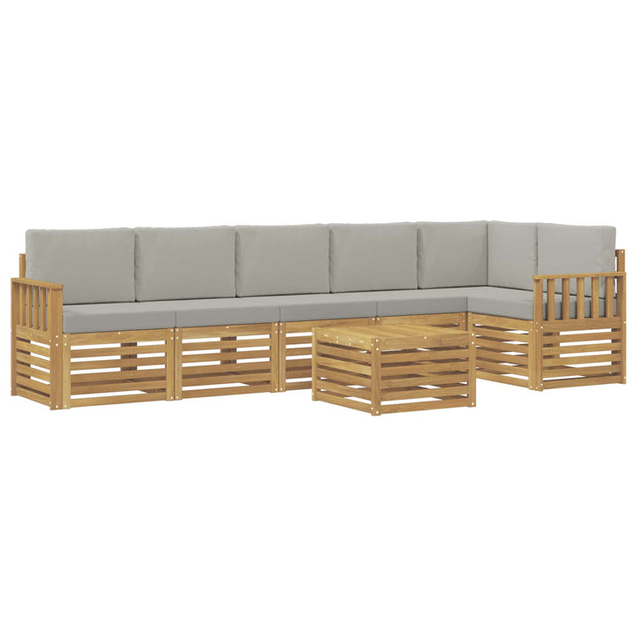 Udendørs sofagruppe 7 pcs Hvid og lysegrå 59 x 59 x 37 cm