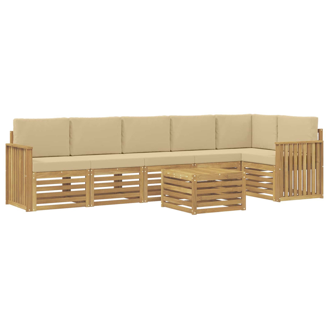Udendørs sofagruppe 7 stk. Hvid og Beige Polyester
