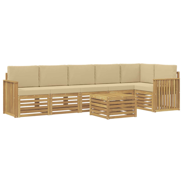 Udendørs sofagruppe 7 stk. Hvid og Beige Polyester