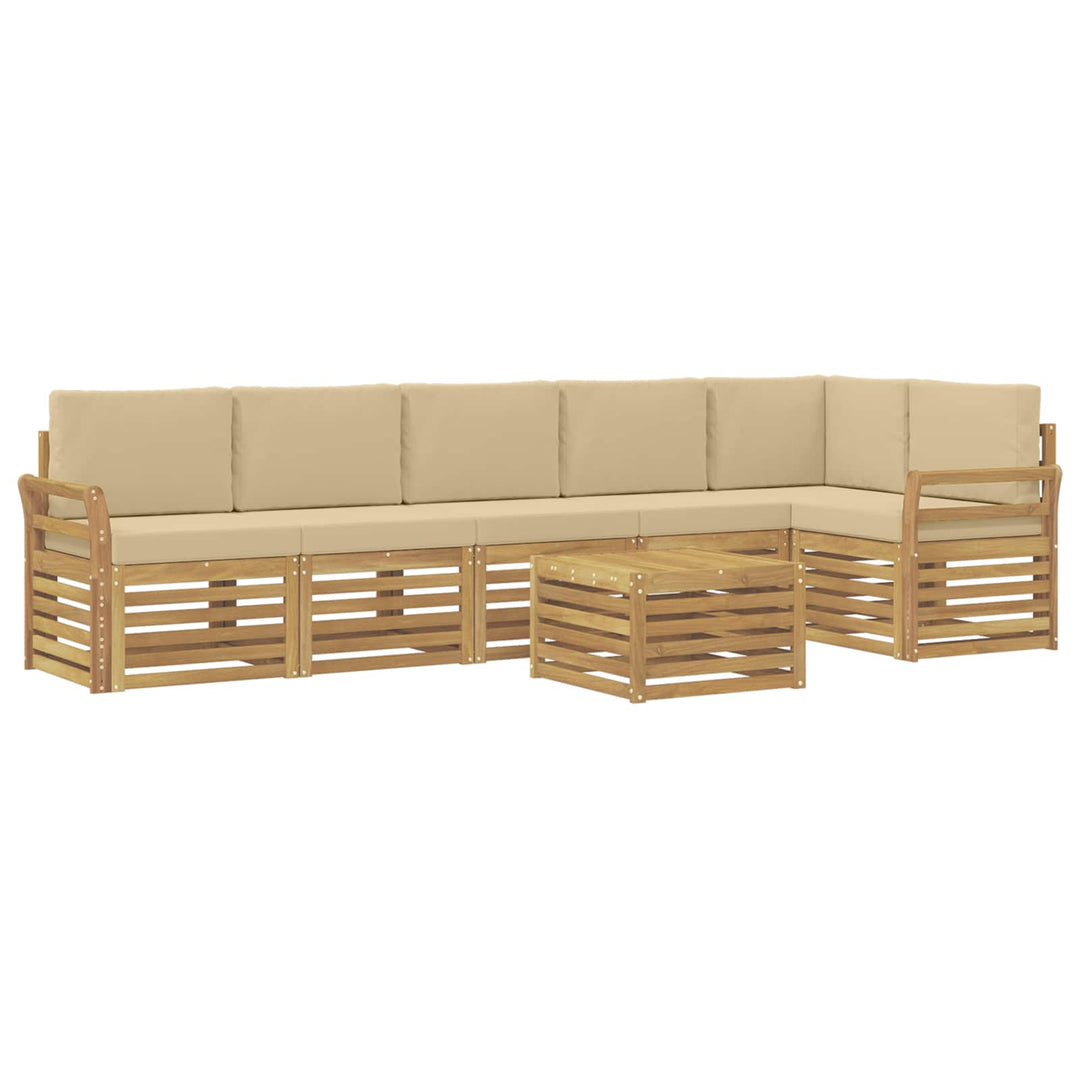 Udendørs sofagruppe 7 stk. Hvid og Beige Polyester
