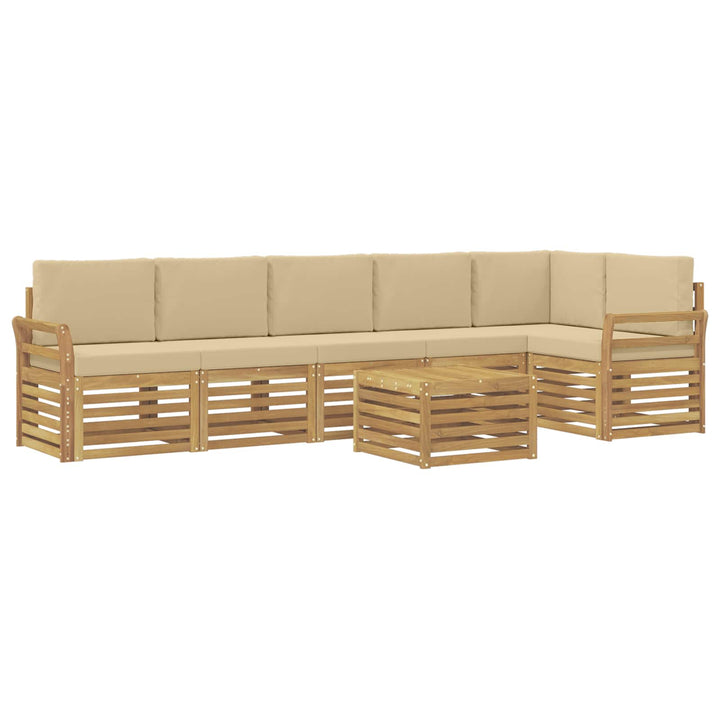 Udendørs sofagruppe 7 stk. Hvid og Beige Polyester