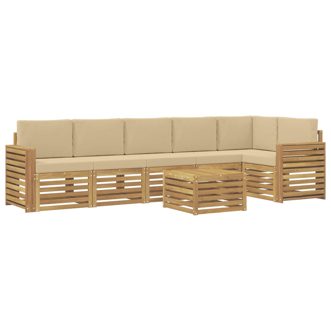 Udendørs sofagruppe 7 stk. Hvid og Beige Polyester