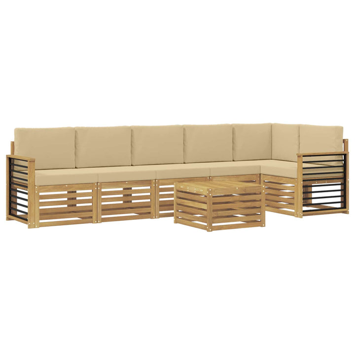 Udendørs sofagruppe 7 stk. Hvid og Beige Polyester