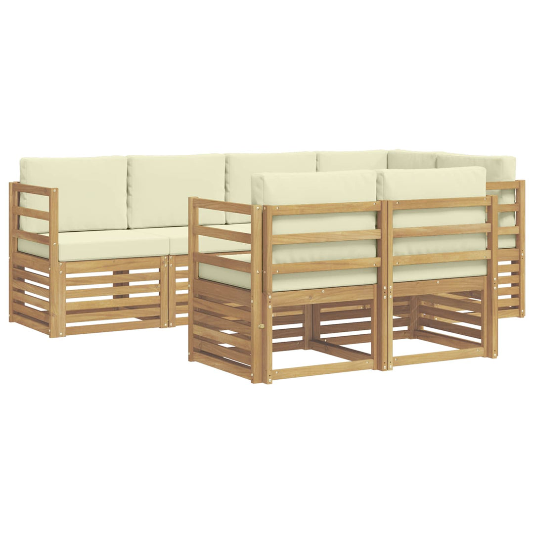 Sektionalsofa sæt med pude 7 pcs Hvid og cremefarvet