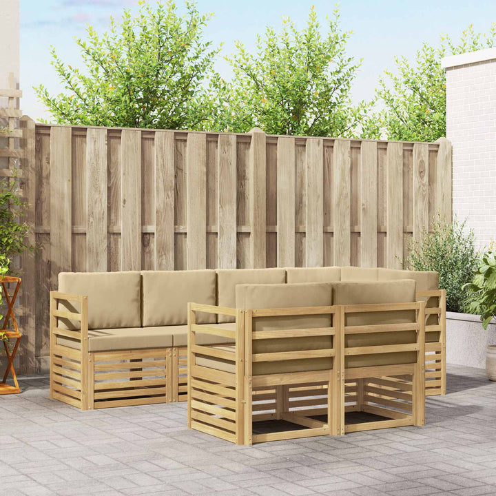 Udendørs sofagruppe 7 stk. Hvid og Beige Polyester