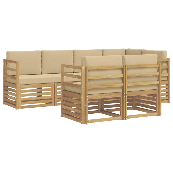 Udendørs sofagruppe 7 stk. Hvid og Beige Polyester