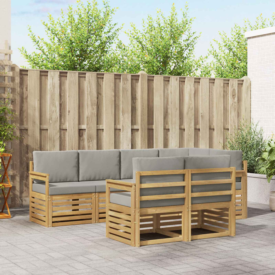 Udendørs sofagruppe 7 pcs Hvid og lysegrå 247 x 128,5 x 73 cm