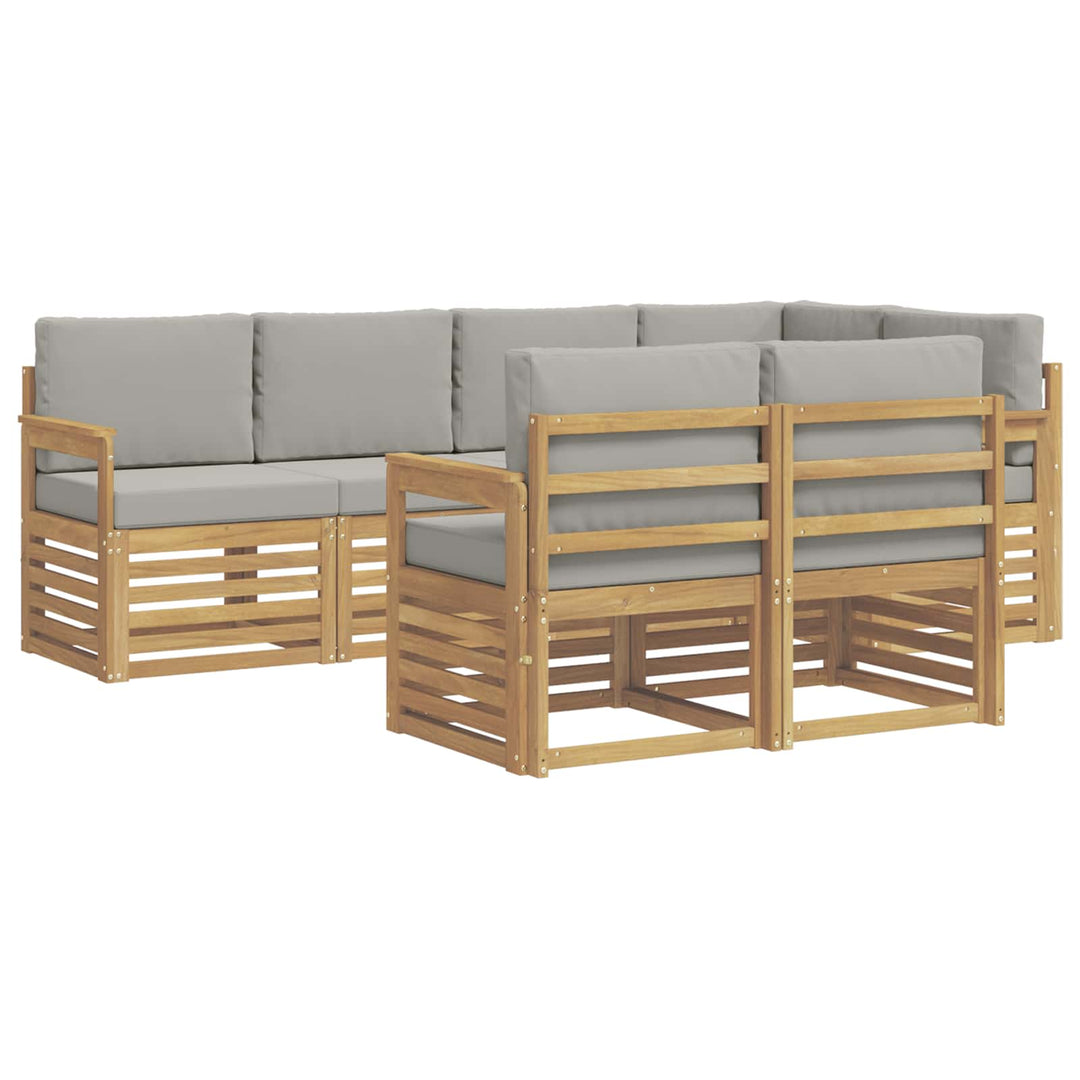 Udendørs sofagruppe 7 pcs Hvid og lysegrå 247 x 128,5 x 73 cm