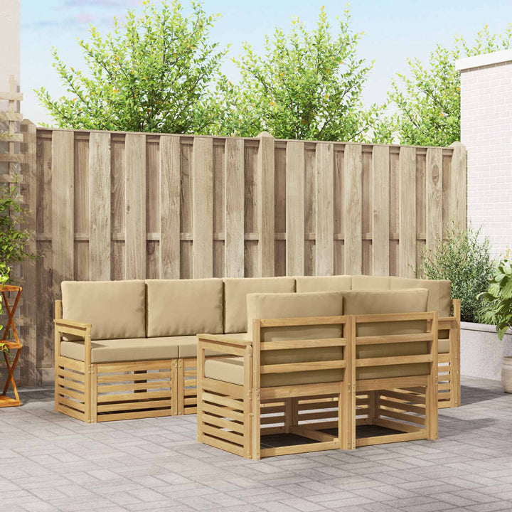 Udendørs sofagruppe 7 pcs Hvid og Beige 247 x 128,5 x 73 cm