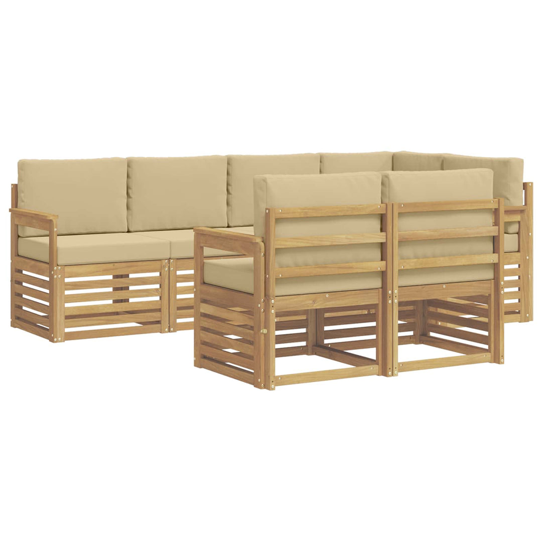 Udendørs sofagruppe 7 pcs Hvid og Beige 247 x 128,5 x 73 cm