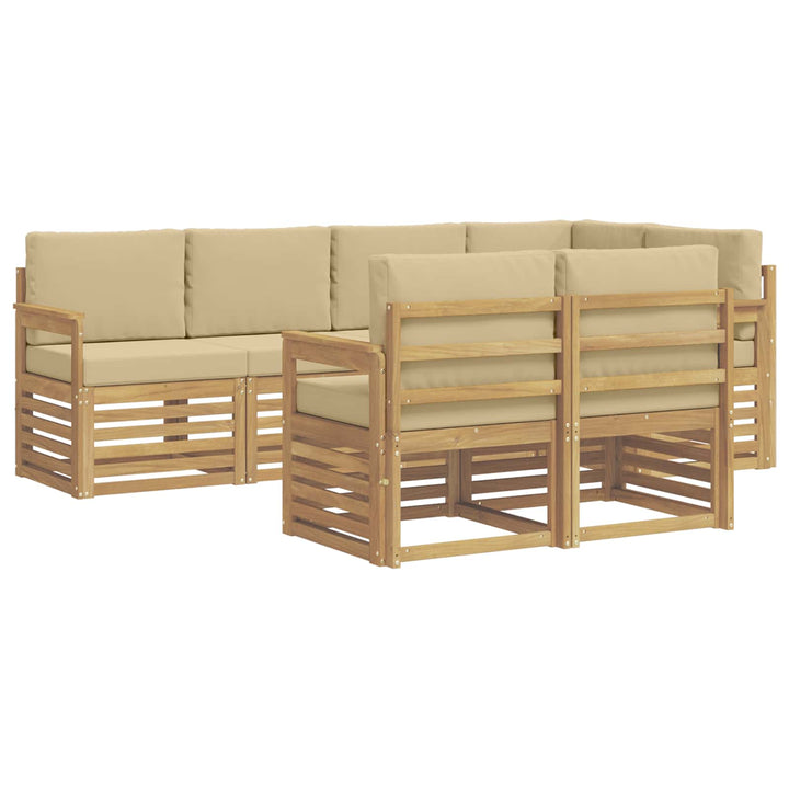 Udendørs sofagruppe 7 pcs Hvid og Beige 247 x 128,5 x 73 cm