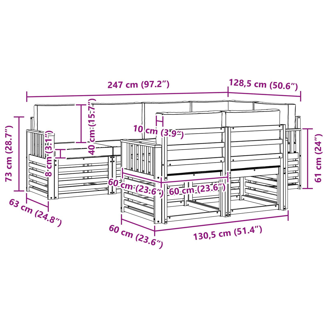 Udendørs sofagruppe 7 pcs Hvid og cremefarvet