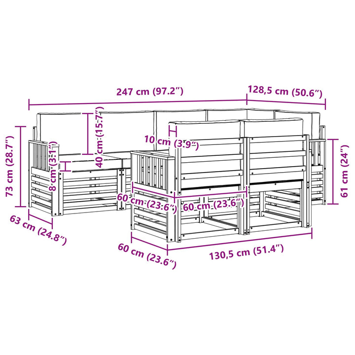 Udendørs sofagruppe 7 pcs Hvid og cremefarvet