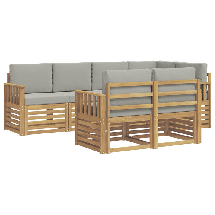 Udendørs sofagruppe 7 pcs Hvid og lysegrå 247 x 128,5 x 73 cm