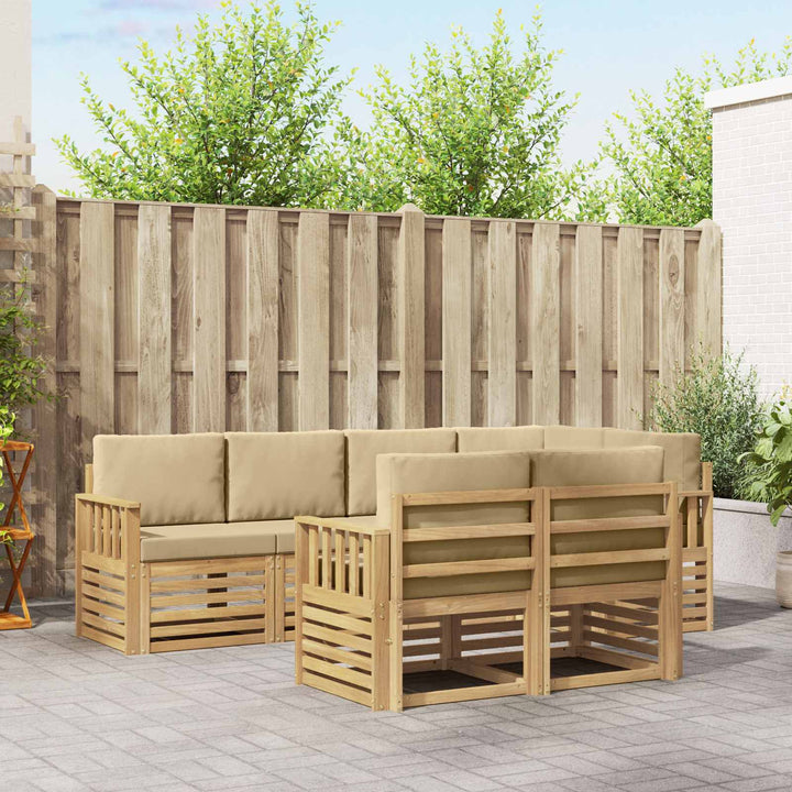 Udendørs sofagruppe 7 pcs Hvid og Beige 247 x 128,5 x 73 cm