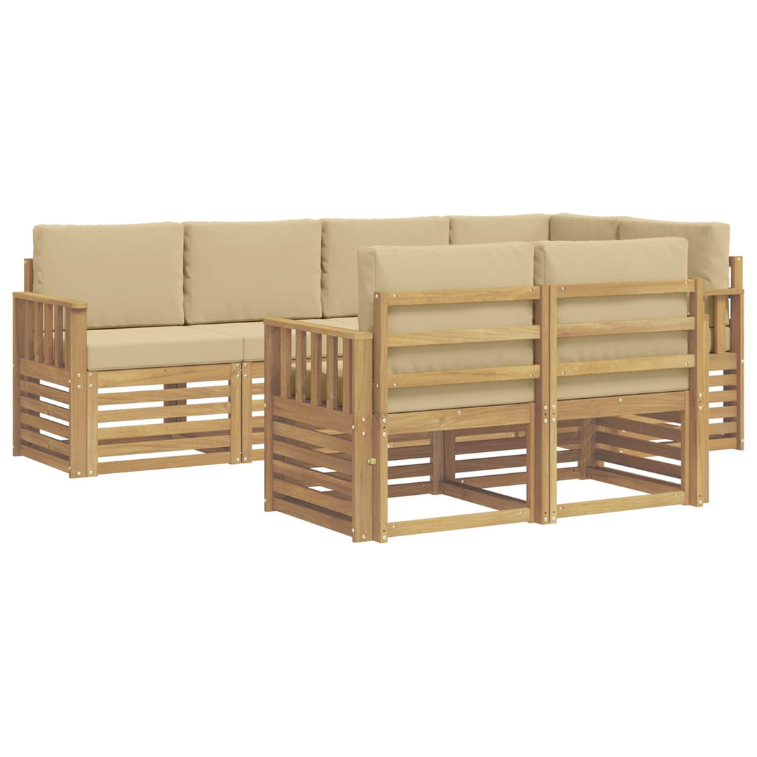 Udendørs sofagruppe 7 pcs Hvid og Beige 247 x 128,5 x 73 cm
