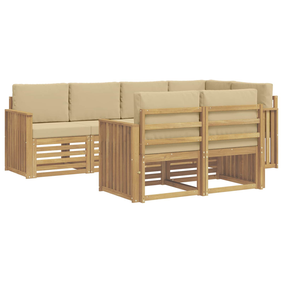 Udendørs sofagruppe 7 stk. Hvid og Beige Polyester