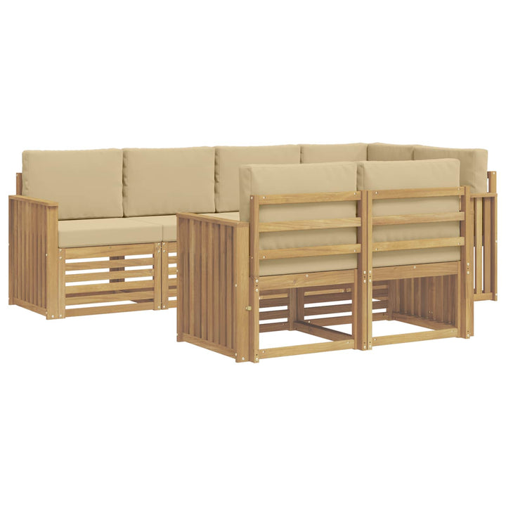 Udendørs sofagruppe 7 stk. Hvid og Beige Polyester