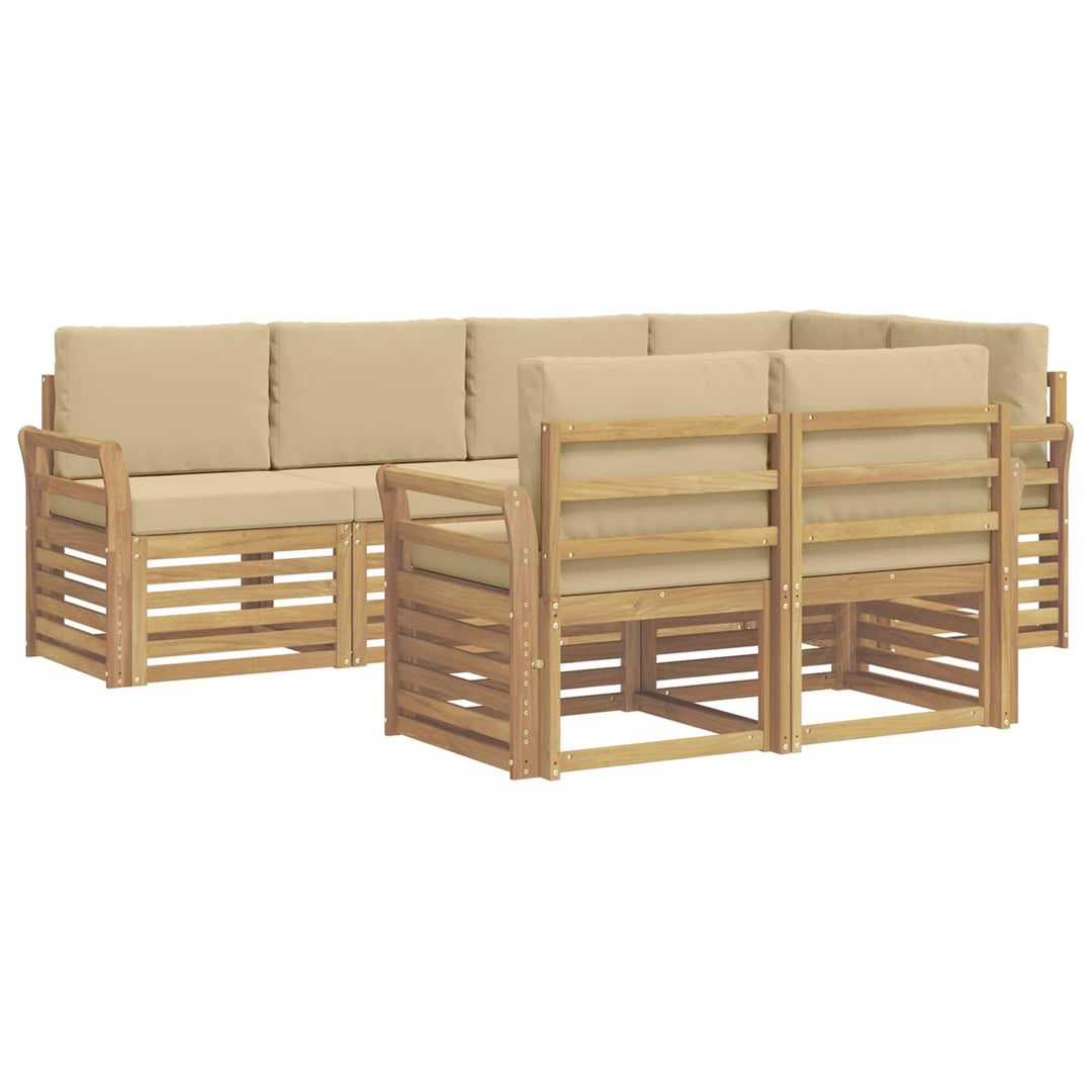 Udendørs sofagruppe 7 stk. Hvid og Beige Polyester