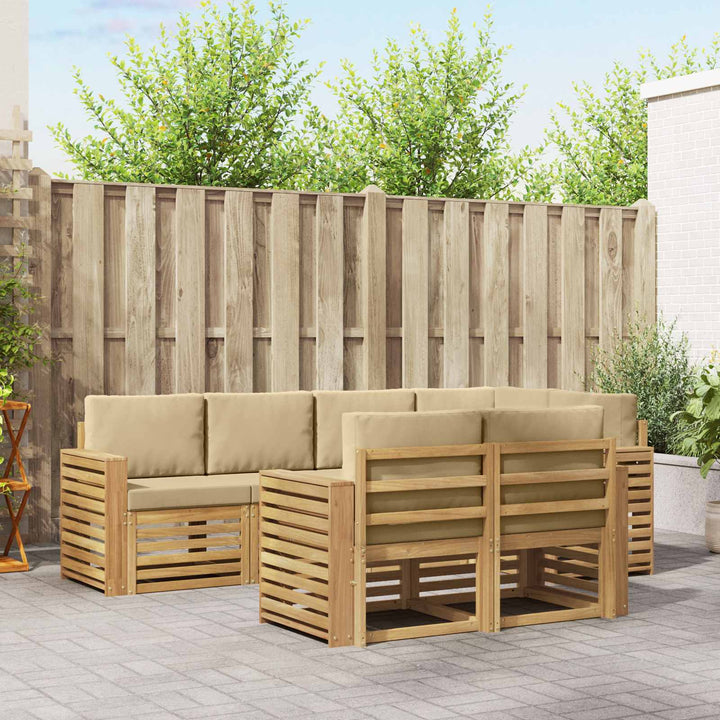 Udendørs sofagruppe 7 stk. Hvid og Beige Polyester