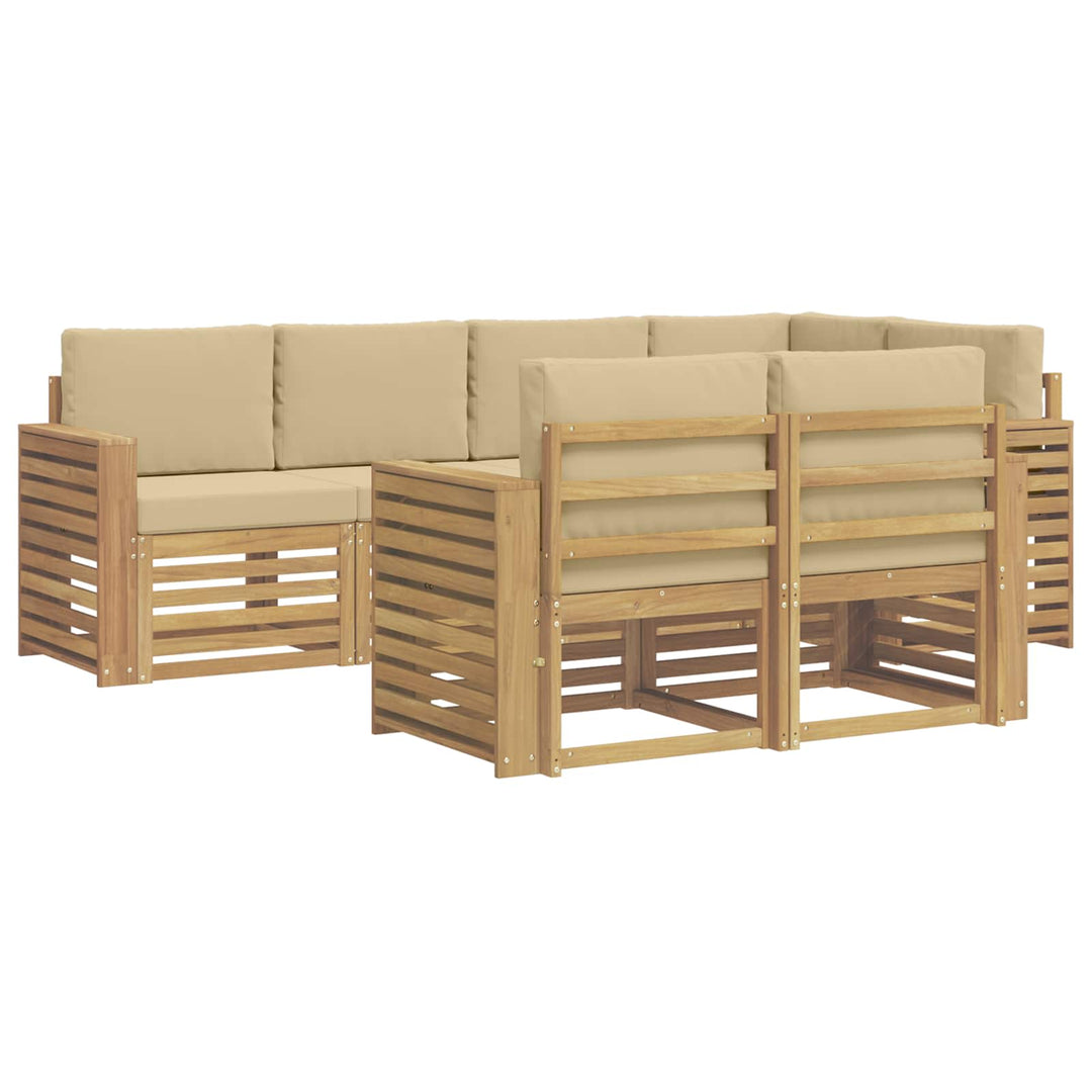 Udendørs sofagruppe 7 stk. Hvid og Beige Polyester