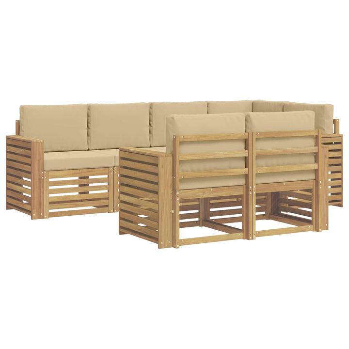 Udendørs sofagruppe 7 stk. Hvid og Beige Polyester